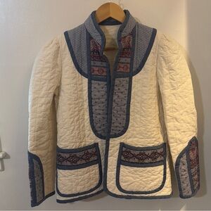 Quilted Women's Jacket with Blue Accents